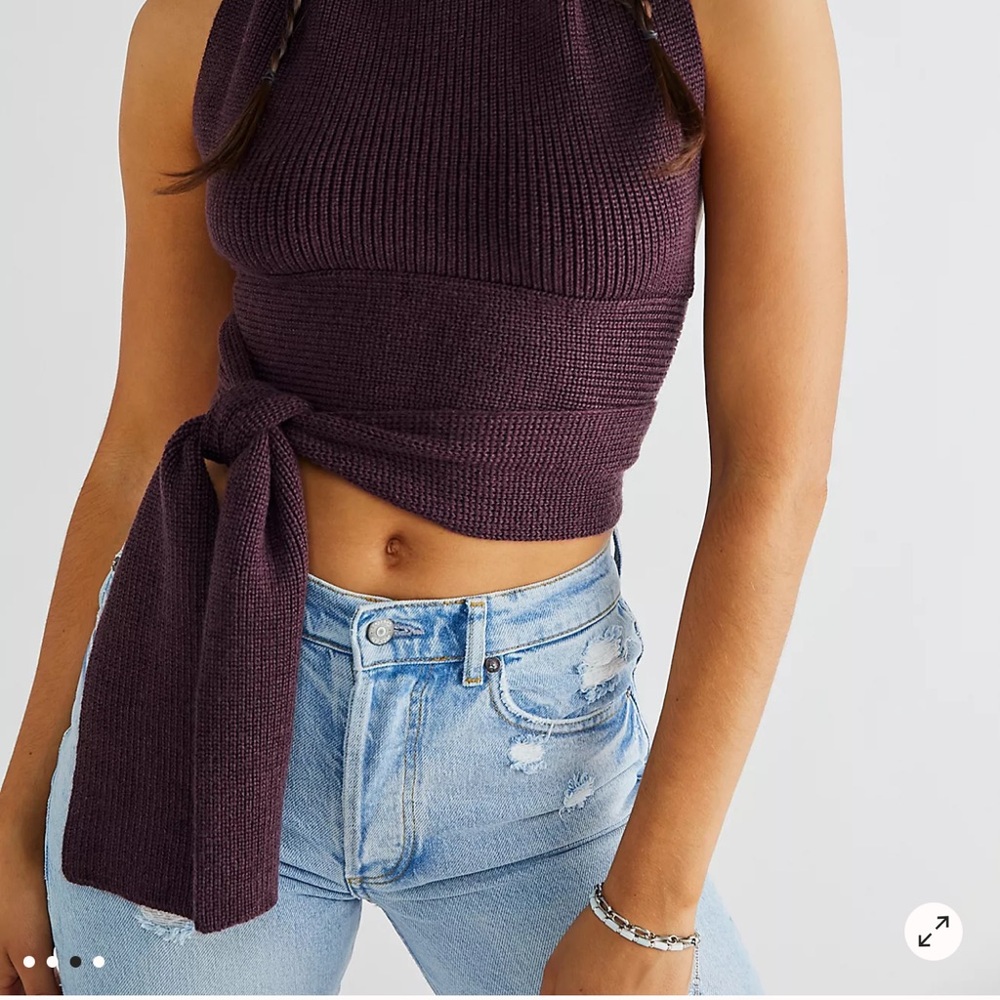 fp beach black sweater Tie Top